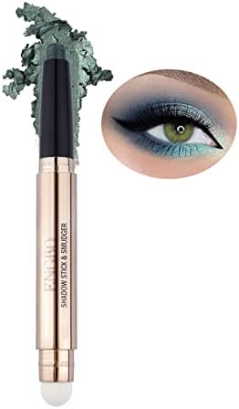 iGuzvaw Cream Eyeshadow Stick,2 IN 1 Eye Shadow Pencil Crayon Makeup with Smudger,Multi-Dimensional Eyes Look,Waterproof Long Lasting Hypoallergenic Eye Shadow Sticks (11# Green Shimmer)