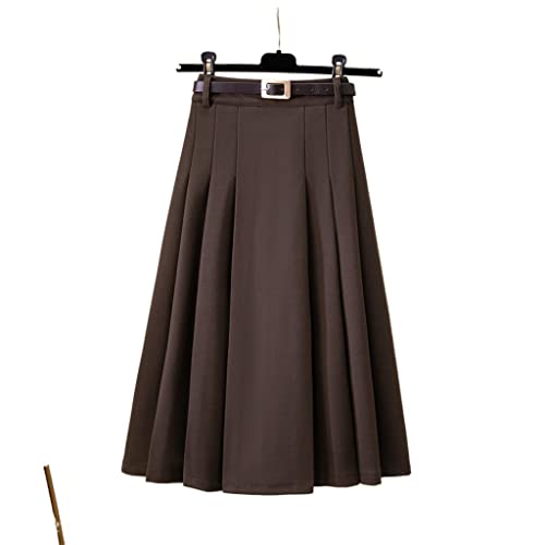 TJLSS Falda Plisada Falda Acampanada de Cintura Alta de Longitud Media de otoño e Invierno Falda de Fondo Delgada (Color : Blue,White, Size : Large)