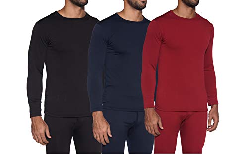3 Pack: Men’s Thermal Underwear Tops Microfiber Fleece Lined Long Sleeve Compression Active