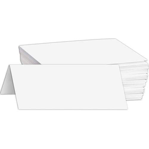 Vertical Fold Tent Cards - 4.25 x 11 Inch Heavyweight White Card Stock Paper - for Birthday, Wedding, Holiday, Anniversary Invitations, and All Occasions - Bulk Pack of 100 Cards Per Pack by S Superfine Printing - Used condition - US$23.90