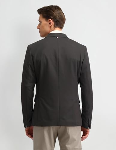 Image of Arrow Knitted Textured Pattern Mens Blazer with Three Pockets and Double-Vented Back Hem Single Breasted Blazer