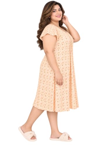 Image of Onekbhalo Women Cotton Night Dress Printed Culf Length Night Gown Short Nighty