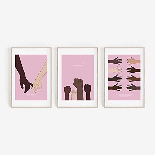 Póster feminismo negro en lienzo 50x70 cm juego de 3 láminas modernas sin marco para salón 4