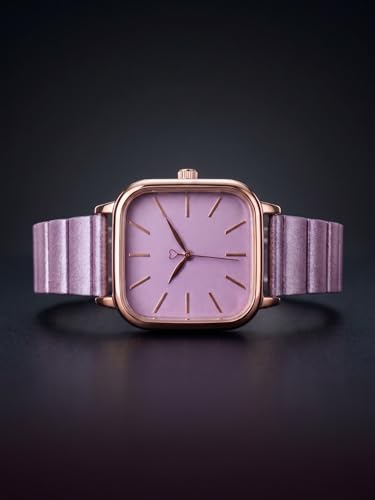 Image of AMERICANVIBER | Premium Square Analog Watch for Women & Girls | Stylish Stainless Steel Strap | Elegant Heart Second Hand | Adjustable Lock | Trendy Ladies Wrist Watch under 499 | Square Case Design | Perfect for Casual | Affordable Fashion Watch for Girls