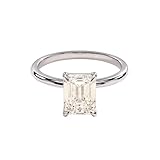 Ssjewel 1.50 Ct Emerald Cut Diamond Delicate Solitaire Ring Elegant Engagement Rings For Women 14K Gold Plated 925 Sterling Silver Promise Ring Handmade Wedding Ring Romantic Anniversary Gift Ring