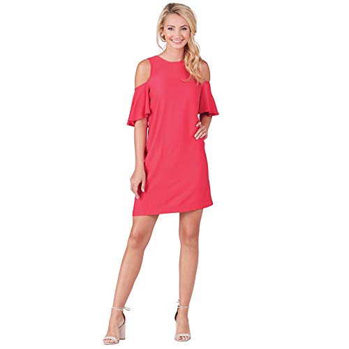 Mud Pie Women Fashion Raspberry Cora Cold Shoulder Dress, Pink, (Large)