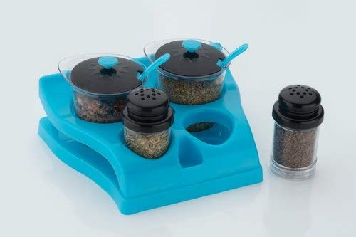 Sagar Enterprise Multipurpose Dining Set Jar and Tray Holder,Spices Jar - 4pc-Random Color- S.E-103