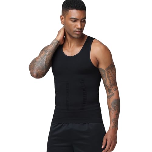 Men's Compression Shirt Slimming Body Shaper Vest Tank Tops Workout Abs Abdomen Undershirts2