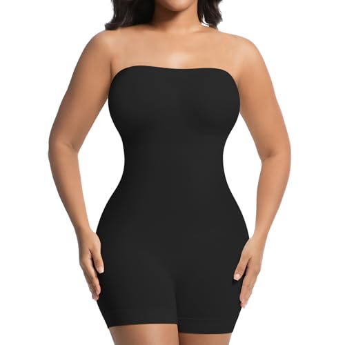 ONEW Strapless Shapewear Bodysuit for Women Under Dress Tummy Control Full Body Shaper Seamless Butt Lifter Thigh Slimmer