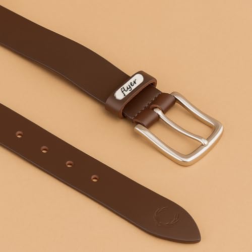 Image of Flyer Men's Leather belt (Formal /Casual) (Colour -Brown /Black) Buckle Adjustable Size Genuine Leather (B908) (Pack of 1)