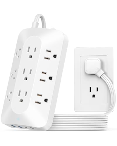 PAEWOK Multitomas 9 Enchufes 4 USB (2 USB C) 5 pies Extensión con Protector de Sobretensión miniatura 1
