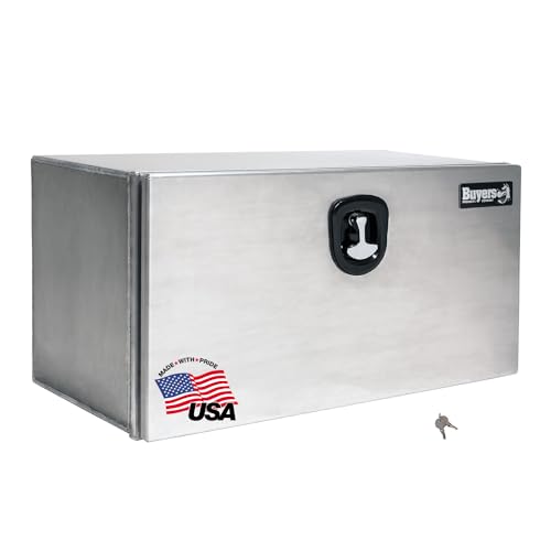 Image of Buyers Products 1706415 Pro Series Underbody Truck Box With 3-Point Compression Latch, Smooth Silver Aluminum, Made in the USA, 18 x 18 x 60 Inches, Truck Tool Box For Storage & Organization