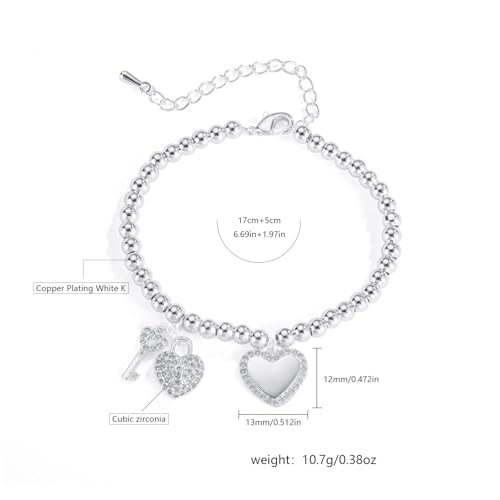 JUANKIKI heart bracelets for women，14K Gold Plated Heart bracelets，Mother's Day Gift Anniversary Christmas Birthday Jewelry Gifts for Women Wife Girlfriend - image 4