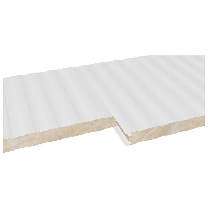 Acero Panel - Panel fa. TV MECW50 2000x1000mm | Interior - Exterior Blanco Pirineo | Acero Prelacado | Nervado | Lana de roca