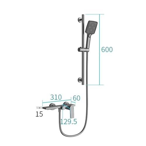 Colonne de douche beige avec robinet cascade de bain mural et rail rigide LWX - 4