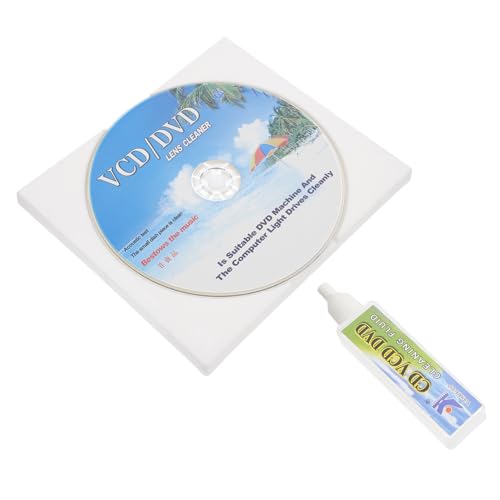 TOGEVAL Pulizia CD Dvd Kit Detergente Dischi con Liquido Pulizia Lente Lettore CD Vcd Dvd per Rimuovere Polvere e Migliorare Riproduzione