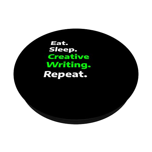 Eat Sleep creative-writing Repeat funny hobby PopSockets Swappable PopGrip, Black - Image 2