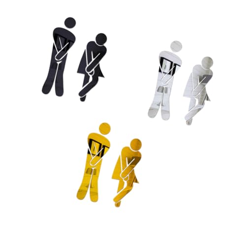UKCOCO 3 pièces Stickers Muraux Wc Acrylique Miroir Décoratifs Amovibles pour Salle de Bain et Toilettes Signalisation Toilettes Résistante Auto-adhésive...