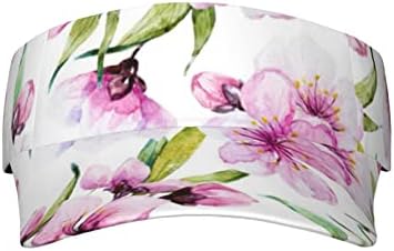 Hawaiian Flower Print Printed Running Visor Hats Outdoor Sports Visor Hats for Women and Men Adjustable Empty Top Cap Black