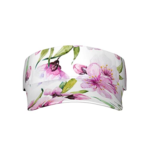 Hawaiian Flower Print Printed Running Visor Hats Outdoor Sports Visor Hats For Women And Men Adjustable Empty Top Cap Black #TOP11