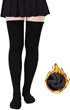 Wool Warm Thigh High Socks Extra Long Cotton Knitted Warm Thick Thermal Woolen for Women Winter Wear Knee Length Leg Warmers Tall Long Boot Cuffs Cap Stocking Girls Stripe Warmer (1 Pair)