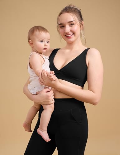 Image of CRZ YOGA Maternity V Neck Nursing Bras | Butterluxe, Doubled Lined, Light Support, Non Padded, Yoga, Extremely Soft, U Back, Wide Straps, Pregnancy and Postpartum