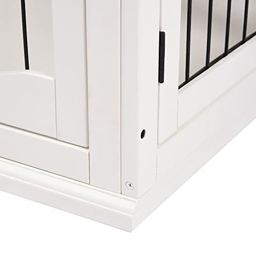 PawHut Hundekäfig Möbel mit 2 Eingängen Moderne MDF Hundebox für Zuhause Indoor Hundehütte für mittelgroße und kleine Hunde bis zu 20 kg Hundehaus 58,5x81x66 cm Weiß