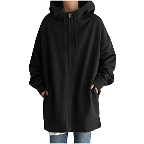Women Casual Zip Up Fleece Hoodies Plus Size Tunic Sweatshirt Long Hoodie Jacket Winter Fall Jumper Tops S-5XL3