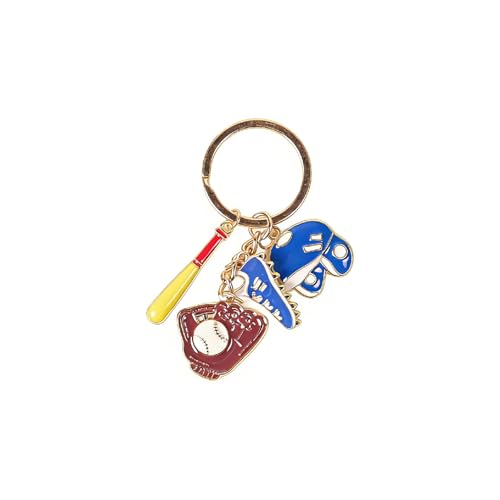 BerryFactor Baseball Keychain Set - Blue 4-Piece Sports Charms with