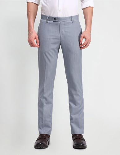 Image of Arrow Men Tapered fit Polyester SolidMid-Rise waistTrousers