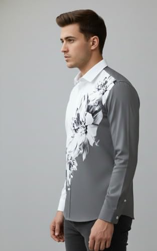 Image of Men's Floral Printed Casual Shirt | Full Sleeve Button-Down Stylish Shirt for Men | Slim Fit Party, Office & Street Wear Fashion Shirt