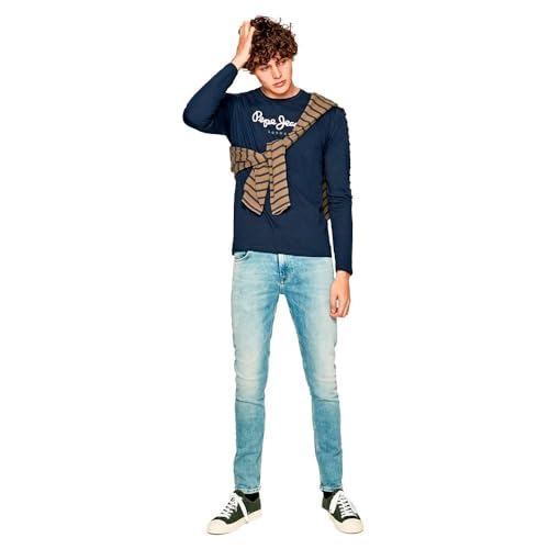 Pepe Jeans Herren Eggo Long T-Shirt, Marineblau, M – Ansicht 6
