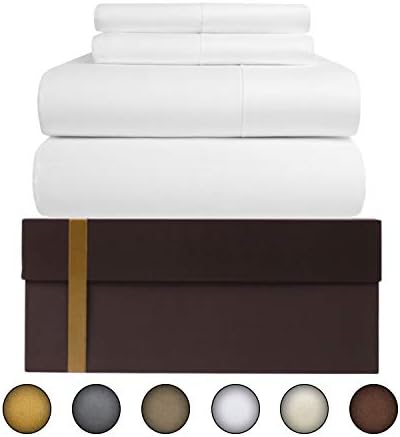 URBANHUT Egyptian Cotton Sheet Set 4 Piece 400 Thread Count (White, King)