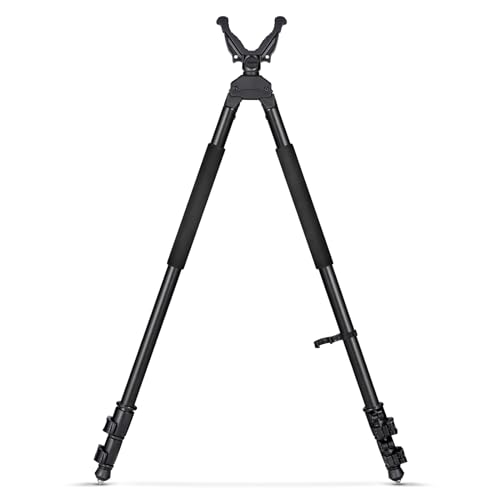 Trakiom Shooting Bipod Shooting Sticks Hunting Bipod, with 360° V Yoke Rest, Leg Lever Locks, Lightweight Aluminum Frame, Foam Handle and Spike Feet for Hunting Outdoors, Black, 30.5"–62.6"