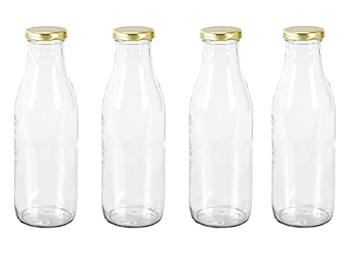 Image of India. Milk; Water and Juice Glass Bottle with Air Tight Cap (Transparent; 500 ml) set of (4)