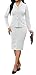 2 Piece Skirt Sets for Women Business Casual White Party Evening Blazer and Skirt Suits with Buttons(Medium)