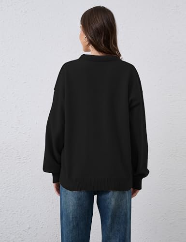 Livtany Women’s Oversized Ribbed Deep V Neck Sweater Long Sleeve Drop Shoulder Pullover Top Casual 2025 Trendy Fall Clothing3