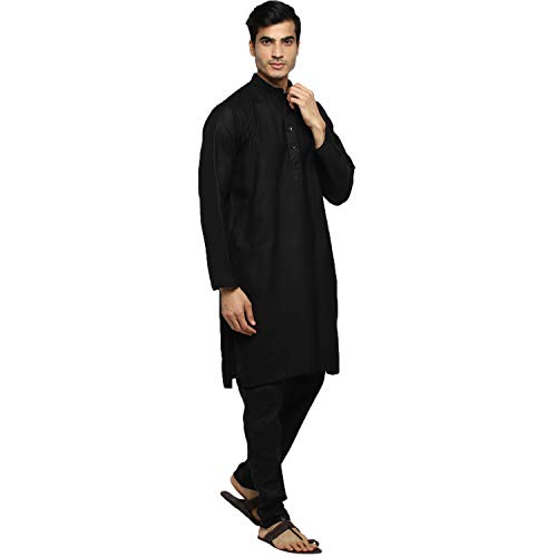 Image of Royal Kurta Men's Cotton Knee long full Sleeve Solid Straight Kurta Pyjama Set