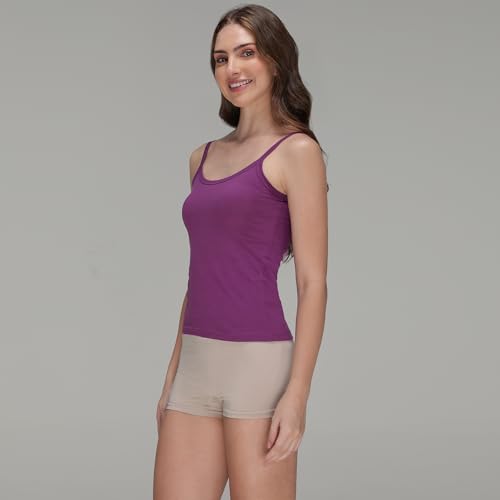 Image of Amul Comfy Pack of 3 Pure Cotton Soft Light Weight Solid Women Camisole(Assorted Colours May Vary)