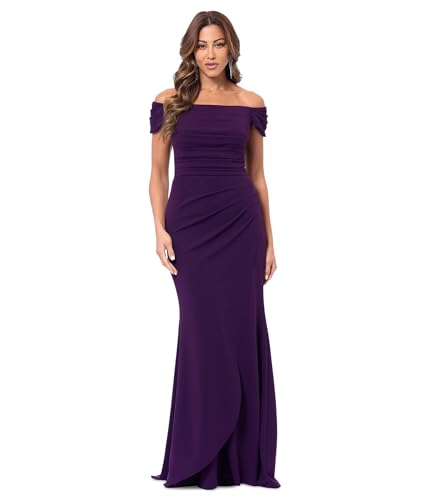 Xscape Women's Off The Shoulder Ruched Floor Length Evening Gown