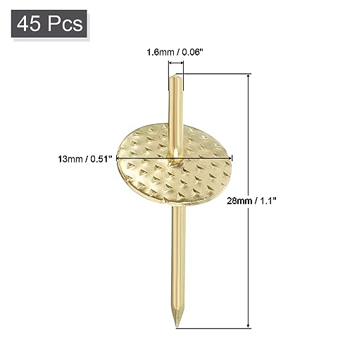 Image of uxcell Picture Hangers, 45pcs 20lbs - Metal Picture Hanging Kit, Nail Hooks for Home Office Hanging Photo Clock Mirror Decorations (Gold)