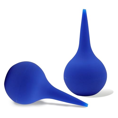Huweko 2PCS Poire Oreille, Poire Lavement Oreille,Pomme A Oreilles,Poires de Nettoyage D'oreille Doux,Poireé pour Déboucher les Oreillés,Seringue oreill Utiliser pour Nettoyage (Bleu 60 ML)