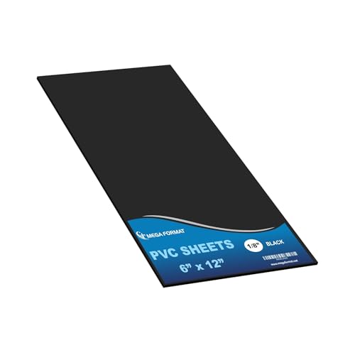 Image of Mega Format Expanded PVC Plastic Sheets - 6 inch X 12 inch Rigid Black Sheet for Crafts, Signage, & Displays - Sintra, Celtec PVC Board - Waterproof for Outdoors Use - 1 /8 inch 3mm Thick - 1-Pk-Black