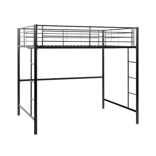 Walker Edison Modern Metal Pipe Twin Size Loft Kids Bunk bed Bedroom Storage Guard Rail Ladder, Black