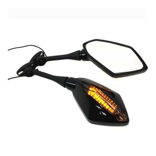 Espejo retrovisor de motocicleta modificado universal con luz lateral y gran campo visual 4