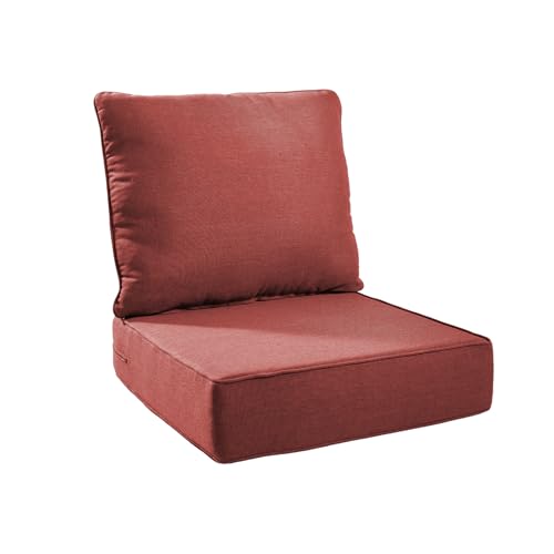 Image of 6 inch Thick Outdoor Chair Cushions - 24 inch* 24 inch Patio Furniture Cushions with Water Resistant & Removable Cover, 28D High Density Sponge Patio Cushion for Outdoor Furniture Couch Chair Red