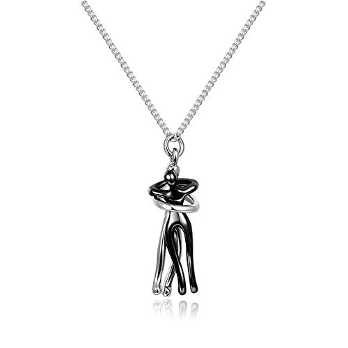 Collier câlin affectueux pour couple Saint Valentin Embrace Chain Couple Snuggle Hug Pendentif Collier Unisexe Couple Hugging Pendentif Love Snuggle Hug Bijoux Cadeau pour femmes hommes amoureux