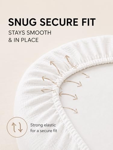 Image of Muslin Bassinet Sheets, 3-Pack 100% Cotton Fitted Bassinet Mattress Sheets, White, Universal Fit 33x17x4