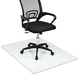 Mind Reader Tempered Glass Chair Mat, Clear Floor Protector for Hard Floors or Low-Pile Carpet Only, Heavy-Duty Glass Mat for Office or Home, 46' x 36', Clear