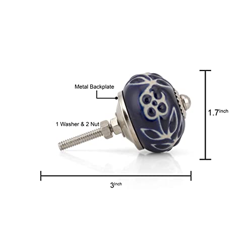 Image of Craft Trade Ceramic Dresser Knobs for Drawer Wardrobe Kitchen Cabinet Furniture Desk Dressers Cupboards Vintage Assorted Decorative Pull Handle Interior Decor Hardware - Pack of 20, Blue
